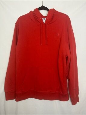 CHAMPION | Men’s Red Hooded Pullover Sweatshirt, Size L